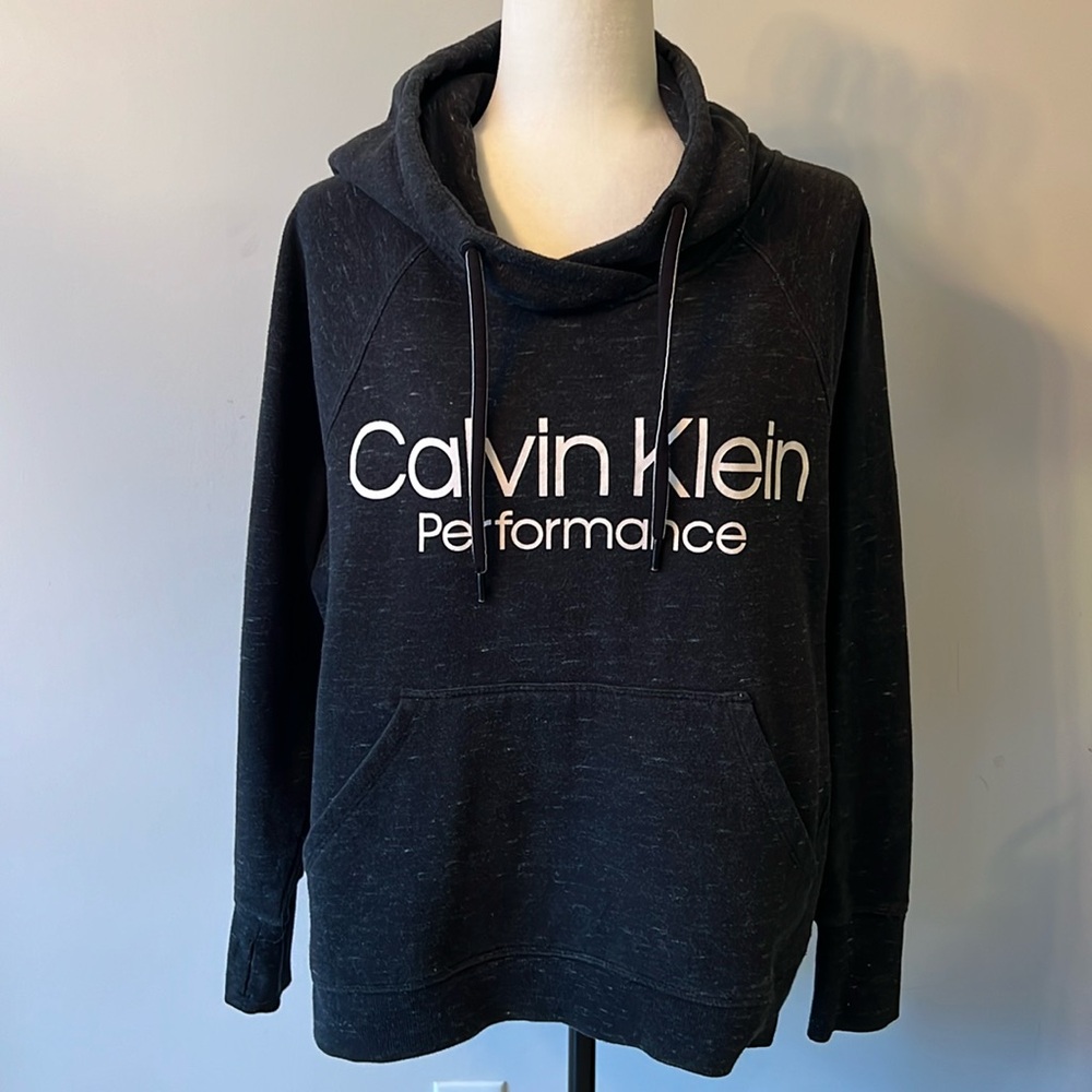 Calvin Klein Performance Hooded Sweatshirt Size XL Black & Heathered Grey